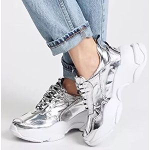 Jeffrey Campbell LO-FI Silver Crinkle Sneakers